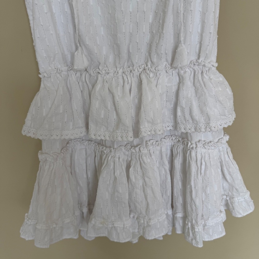 Misa Los Angeles Lilian Ruffle Mini Dress in White Cotton Size XS Party - Picture 9 of 13